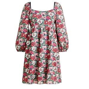J Crew Puff Sleeve Mini Dress Liberty Fabric Poppy Amelie Floral Size 14